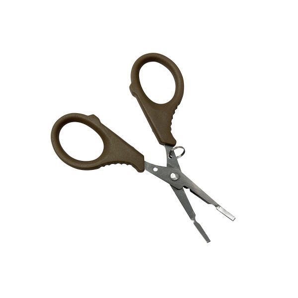 携帯に便利な小型サイズのフィッシングプライヤー(ブラウン/ 先曲がり)